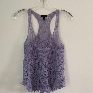 Y2K 90’s Purple Crochet Knit Tank Top Racer back Fairycore XS